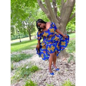 2 Piece African Print Ankara Wax Fabric Crop Skirt Set Date Night Dress